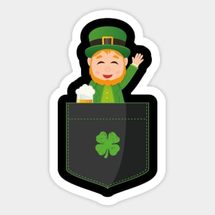 Pocket Leprechaun Funny St Patricks Day Sticker